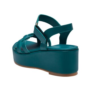 Foto 3 | Plataforma Calzado Watanabe Color Verde Trenzada Piel