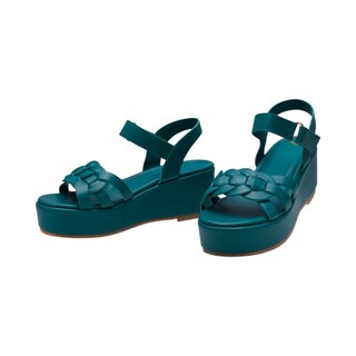 Foto 4 | Plataforma Calzado Watanabe Color Verde Trenzada Piel