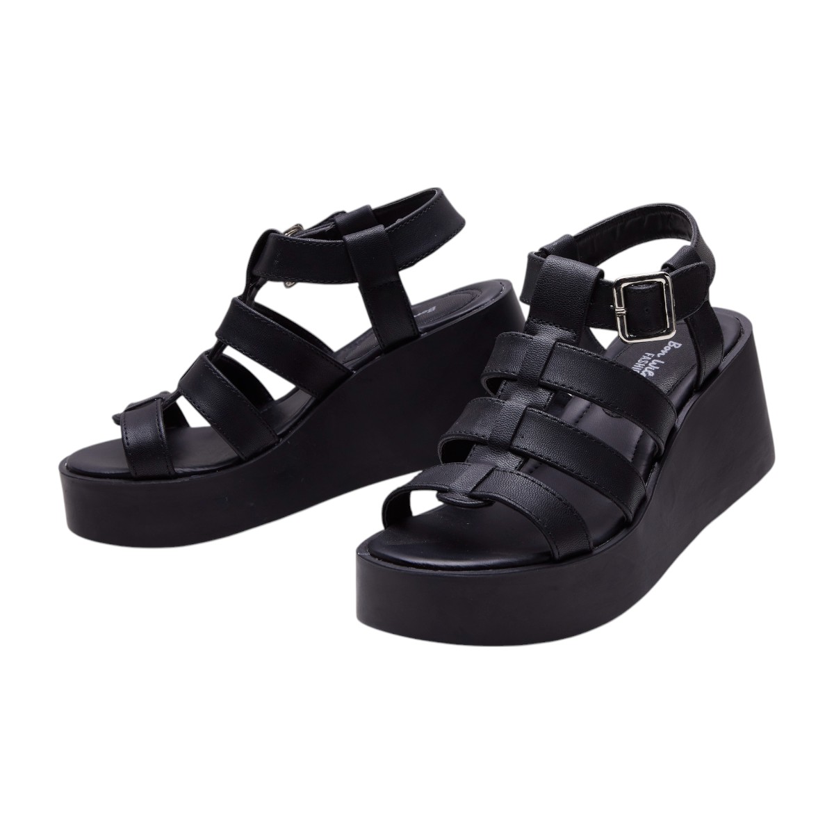 Foto 4 | Plataforma Calzado Watanabe Color Negro Tiras Decorativas