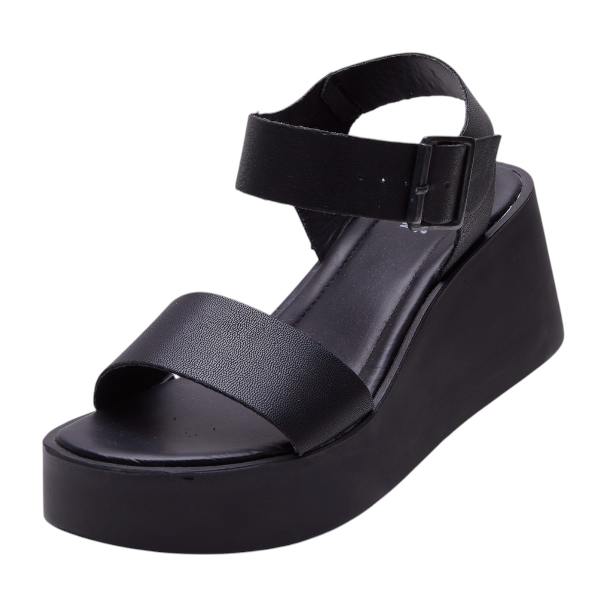 Plataforma Calzado Watanabe Color Negro Punta Abierta Clásicas