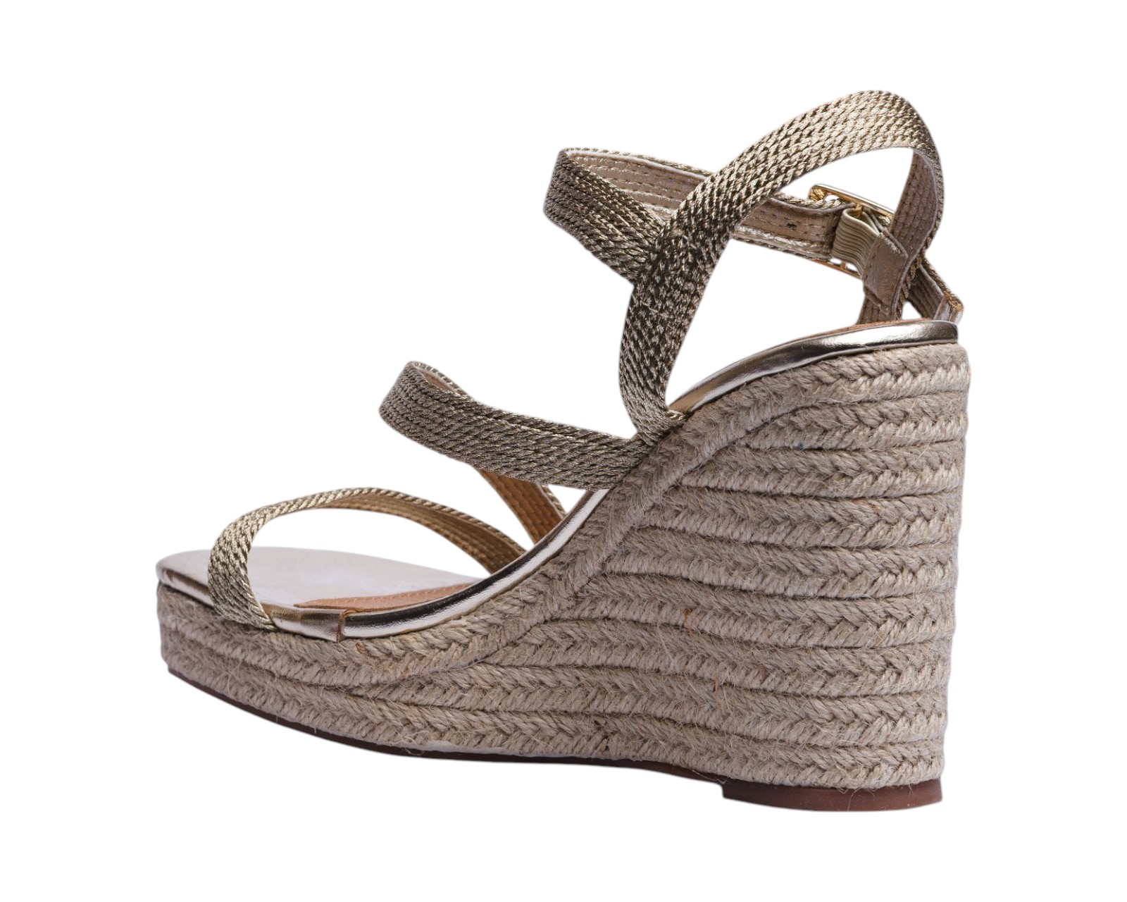 Foto 5 pulgar | Sandalia Cuña Para Mujer Lob Footwear Textile Oro 91805032