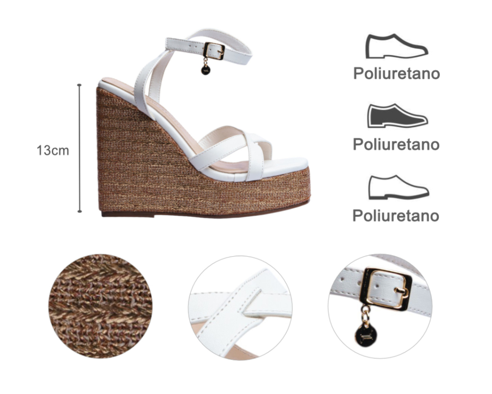 Foto 8 pulgar | Sandalia Cuña Para Mujer Lob Footwear Pu Blanco 92605022