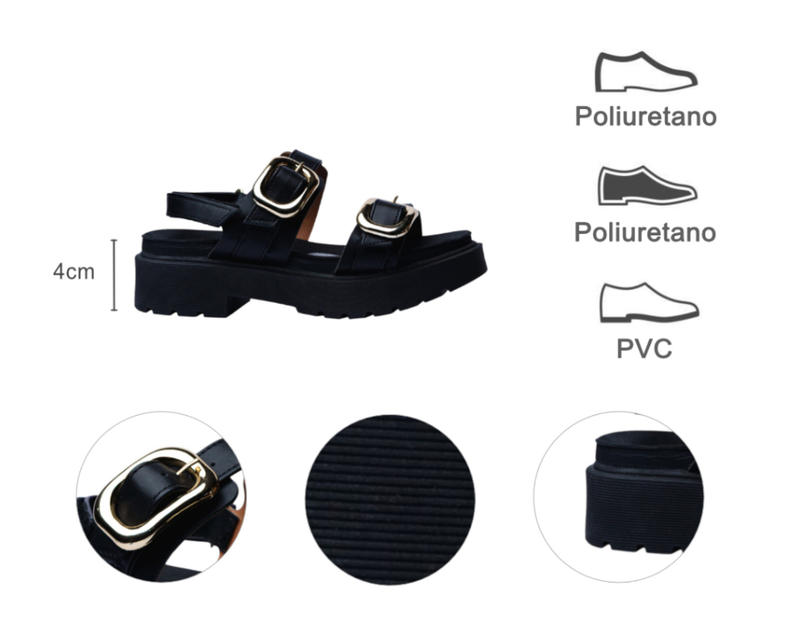 Foto 8 pulgar | Sandalia Cuña Para Mujer Lob Footwear Pelica Negro 86805060
