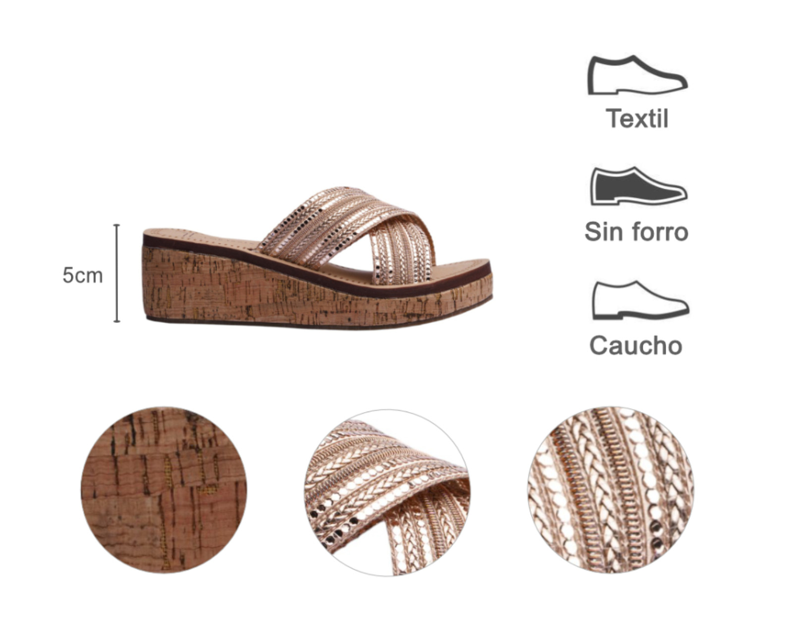 Foto 9 pulgar | Sandalia Cuña Para Mujer Lob Footwear Textile Rosa 90605465