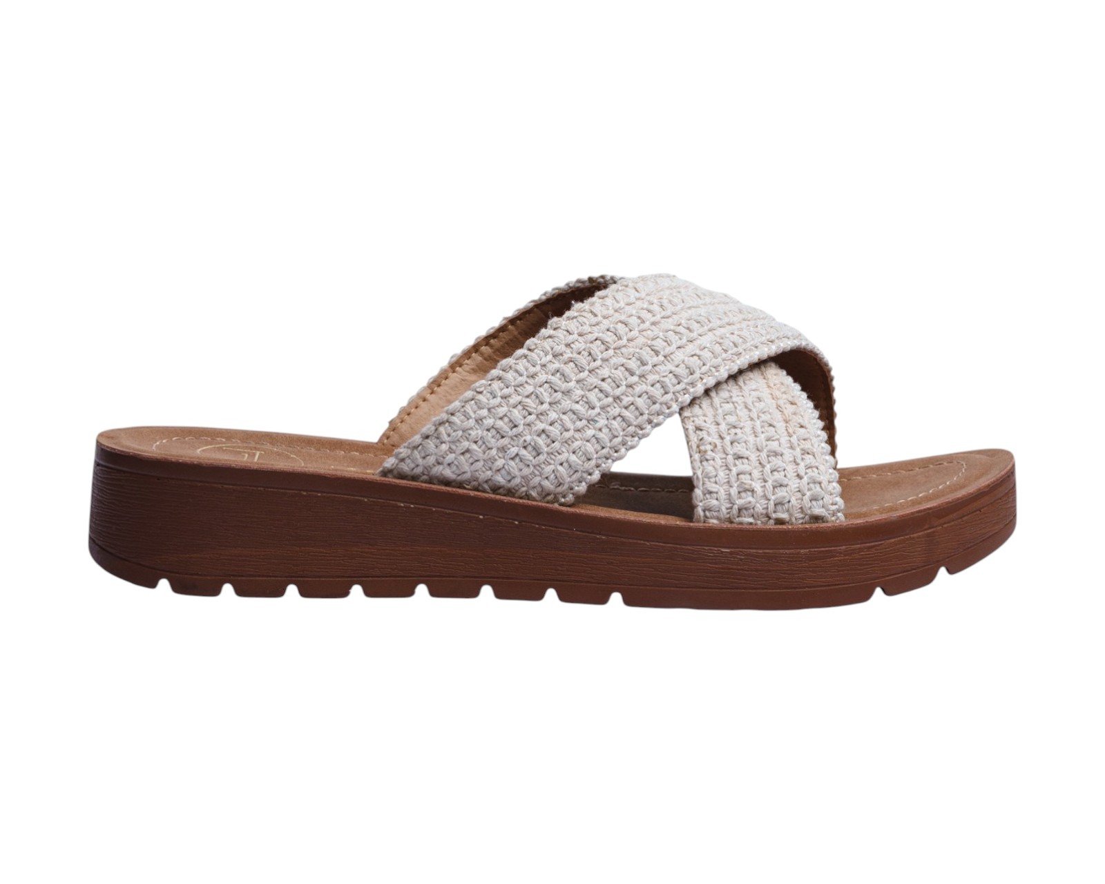 Foto 3 pulgar | Sandalia Cuña Para Mujer Lob Footwear Textile Beige 90605048