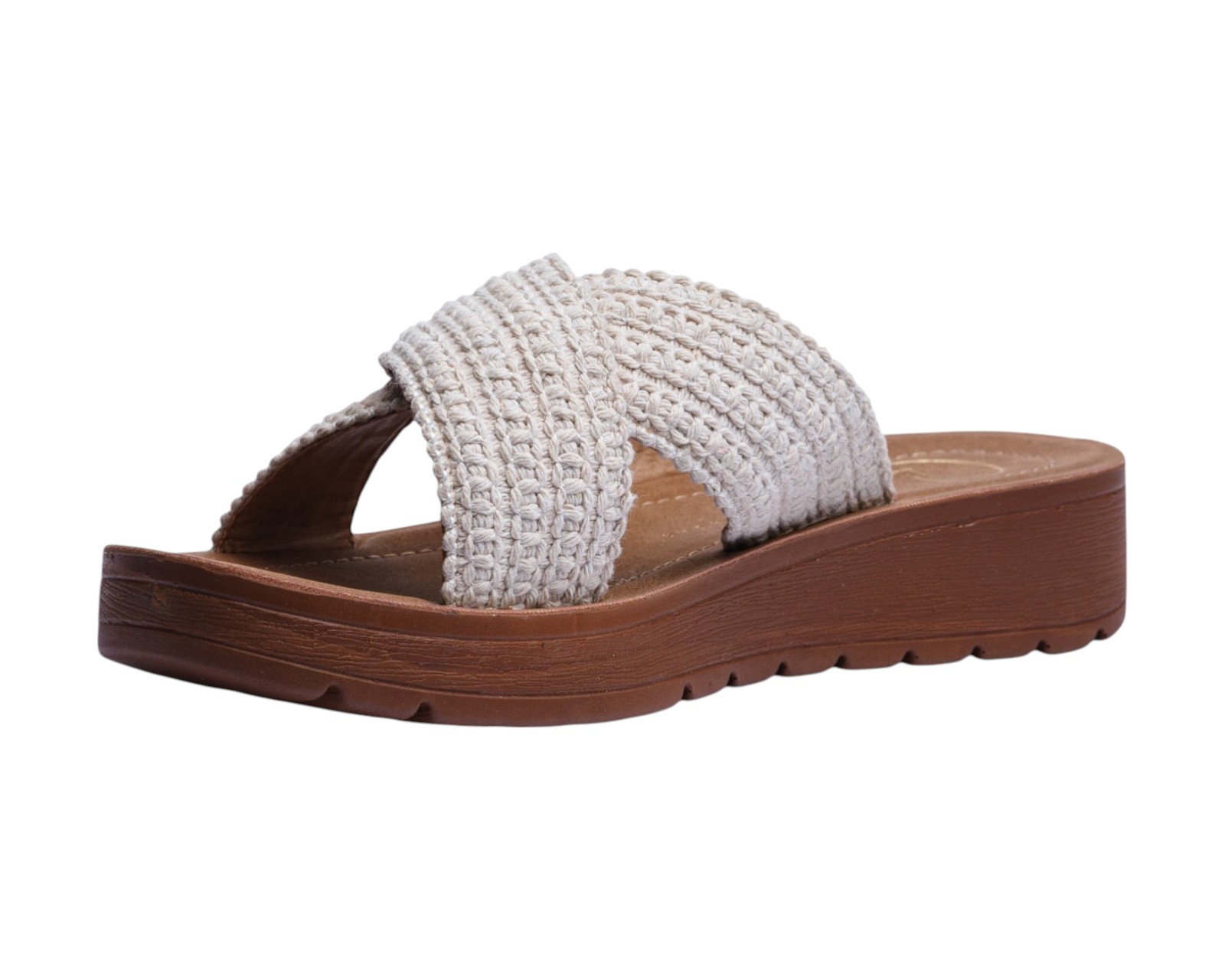 Foto 7 pulgar | Sandalia Cuña Para Mujer Lob Footwear Textile Beige 90605048