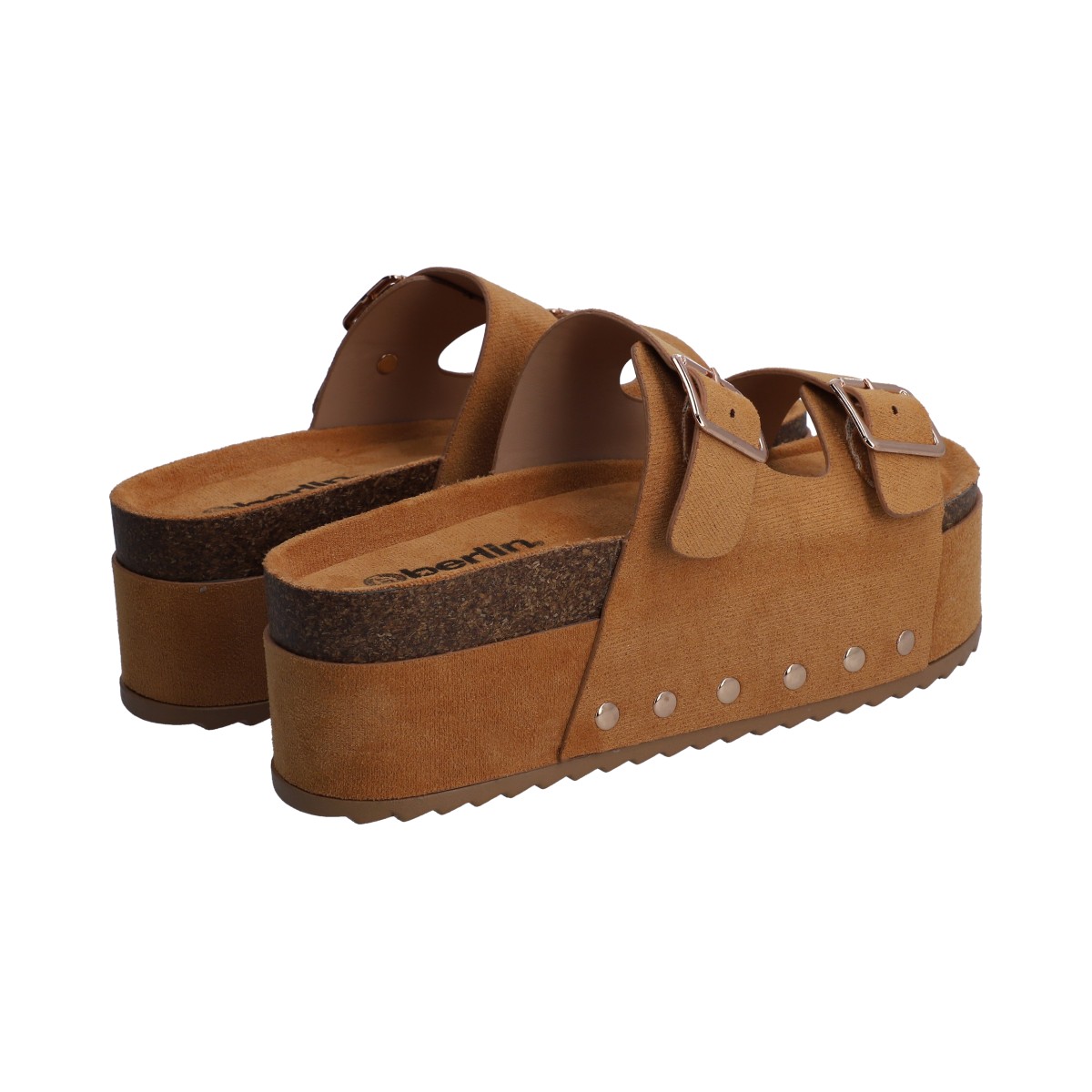 Foto 4 pulgar | Sandalia Dama Berlin Plataforma Camel Con Hebillas
