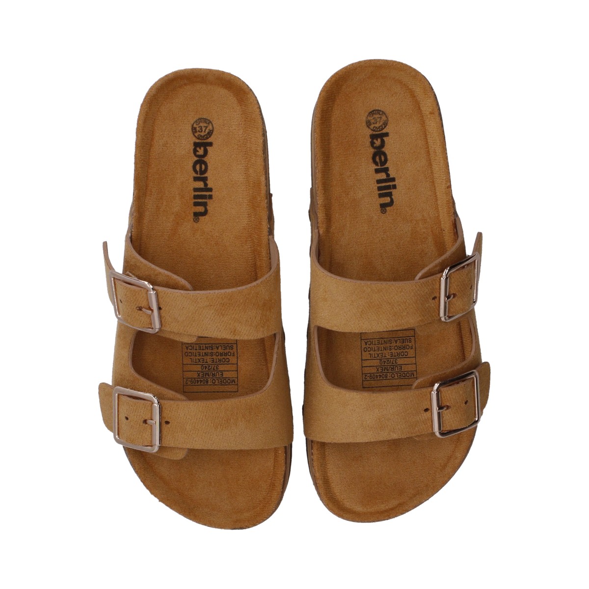 Foto 5 pulgar | Sandalia Dama Berlin Plataforma Camel Con Hebillas