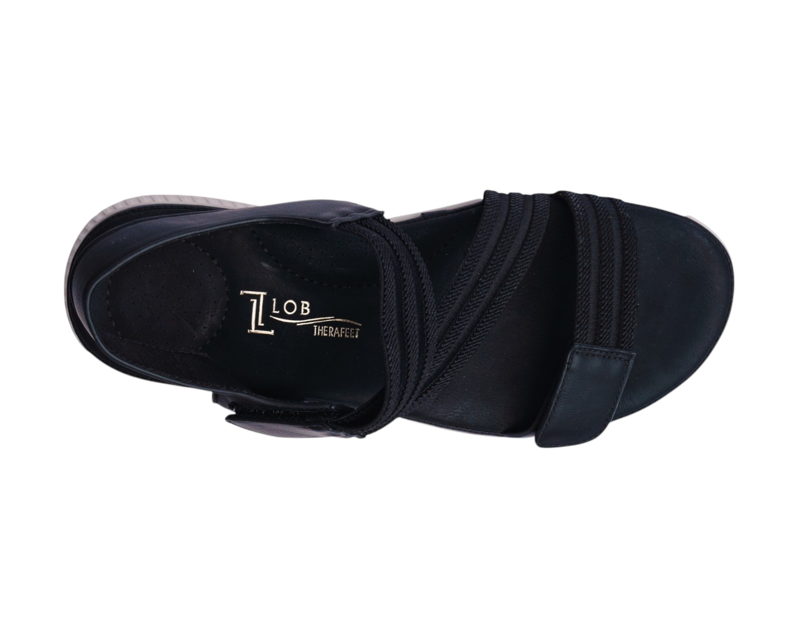 Foto 8 pulgar | Sandalia Cuña Para Mujer Lob Footwear Textil Negro 56205000