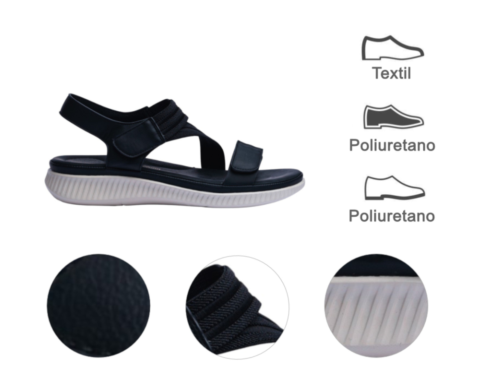 Foto 8 | Sandalia Cuña Para Mujer Lob Footwear Textil Negro 56205000