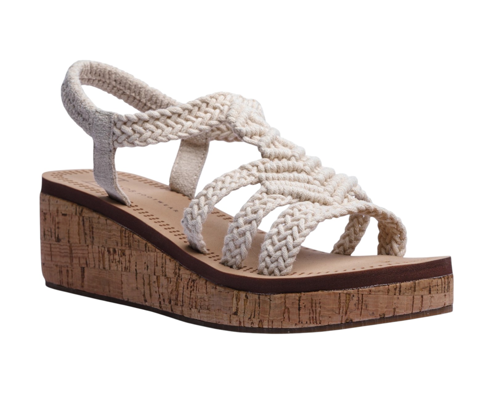 Foto 2 pulgar | Sandalia Cuña Para Mujer Lob Footwear Crochet Beige 90605046