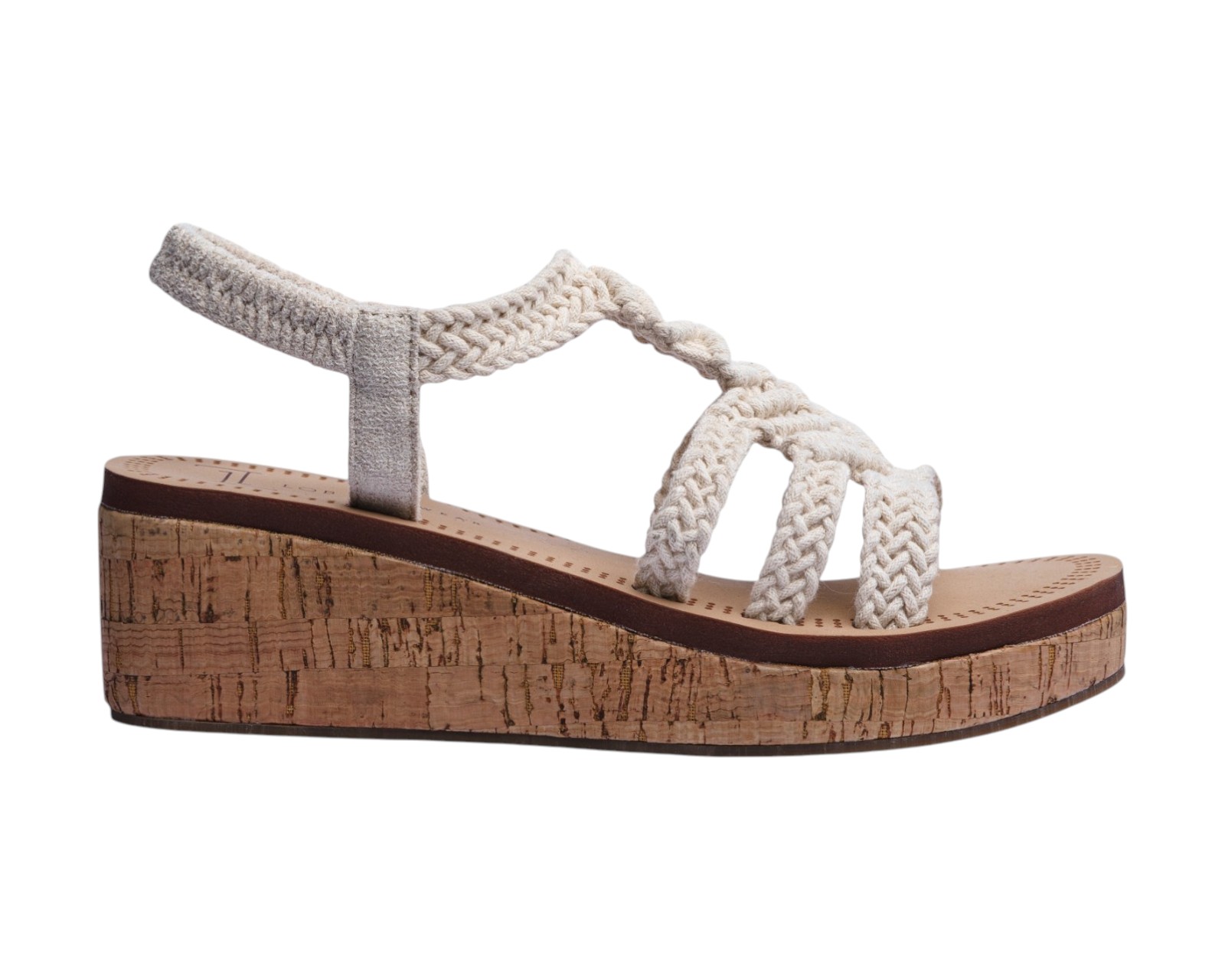 Foto 3 pulgar | Sandalia Cuña Para Mujer Lob Footwear Crochet Beige 90605046