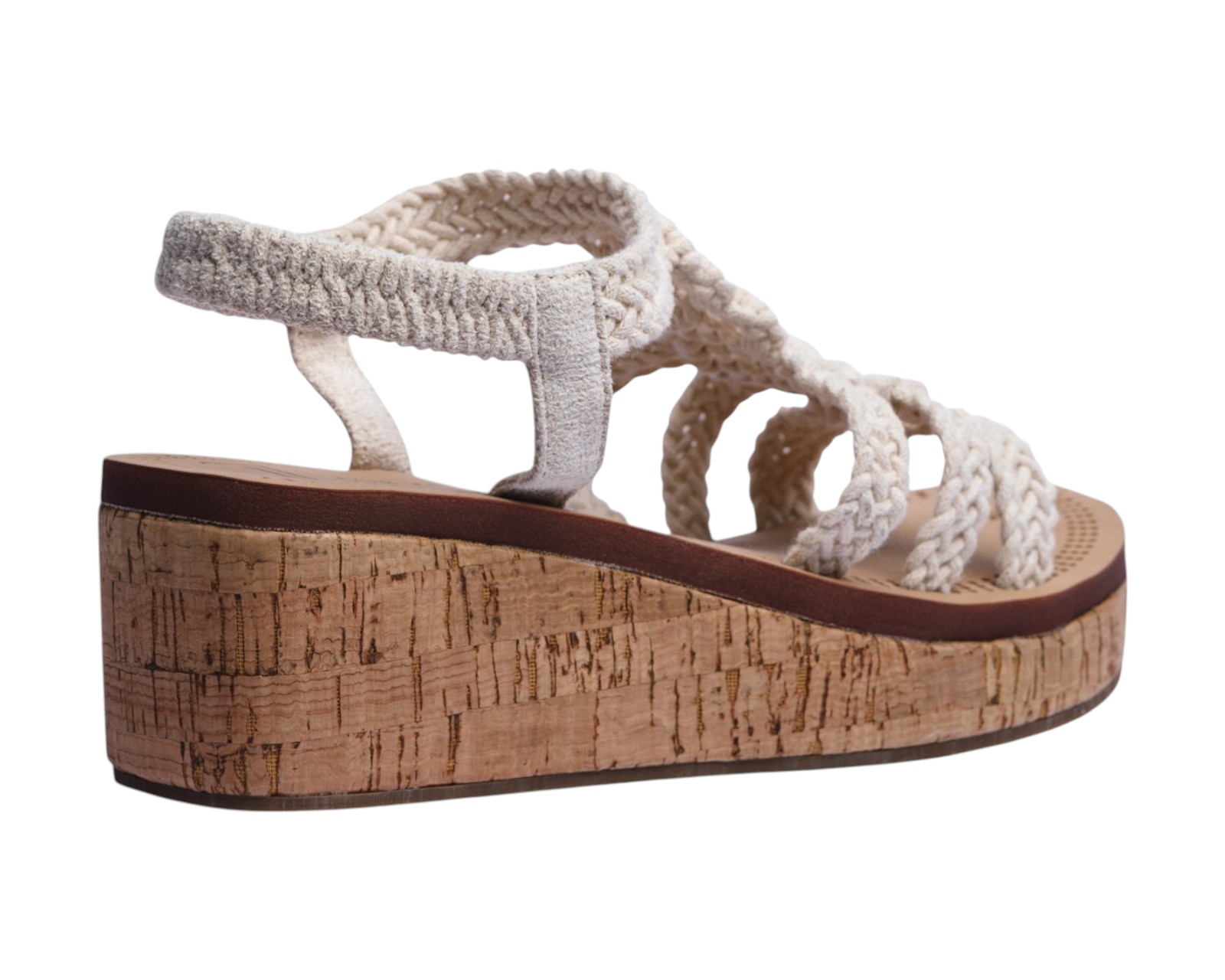 Foto 4 pulgar | Sandalia Cuña Para Mujer Lob Footwear Crochet Beige 90605046