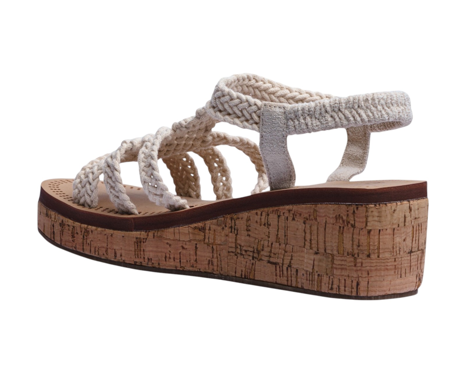 Foto 5 pulgar | Sandalia Cuña Para Mujer Lob Footwear Crochet Beige 90605046