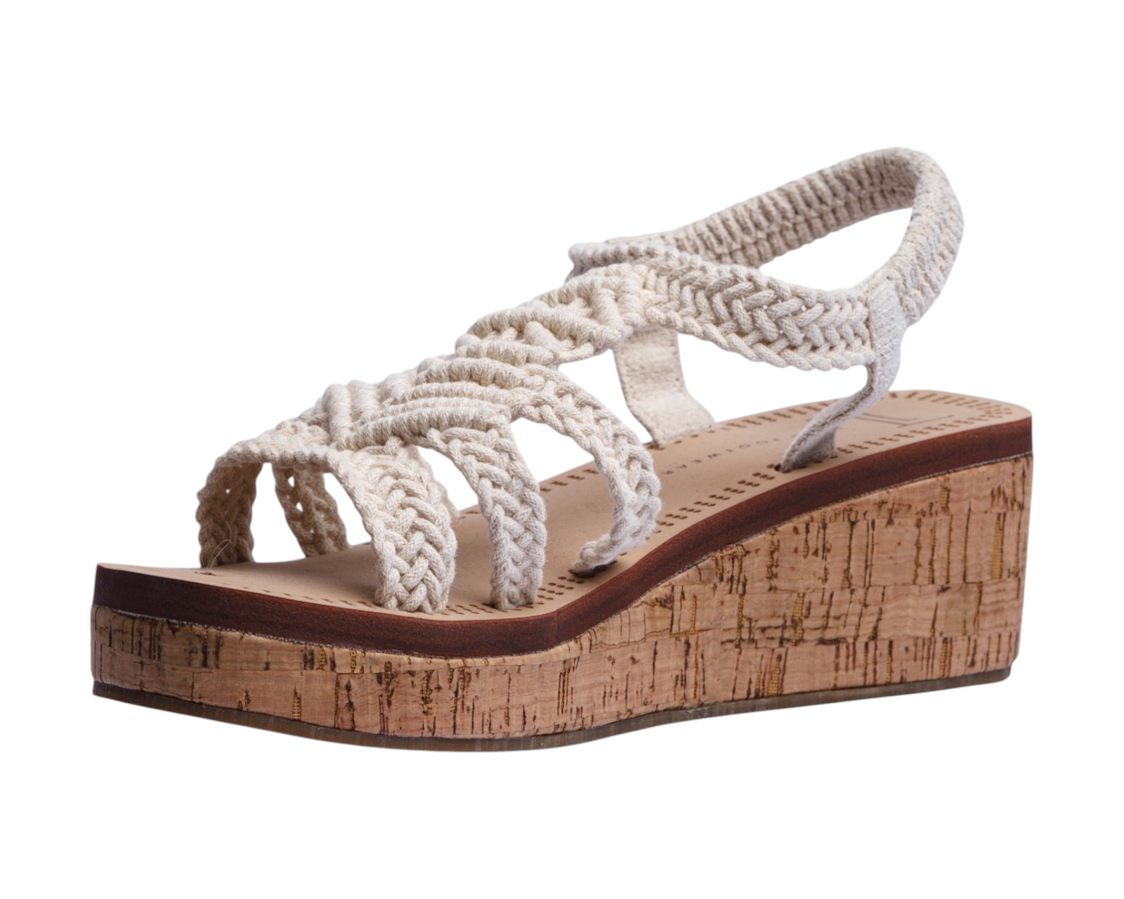 Foto 7 pulgar | Sandalia Cuña Para Mujer Lob Footwear Crochet Beige 90605046