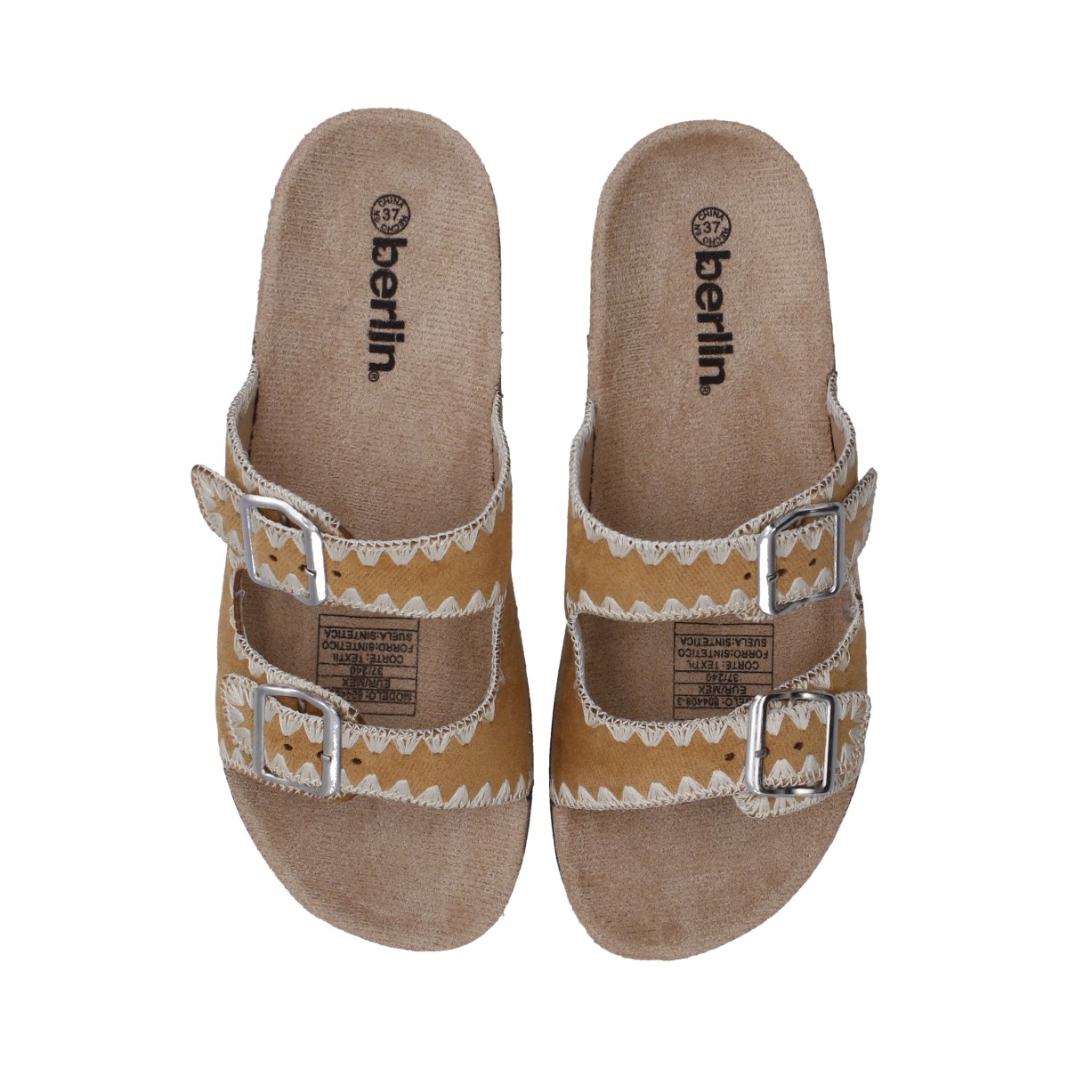 Foto 5 pulgar | Sandalia Dama Berlin Plataforma Camel Con Hebillas
