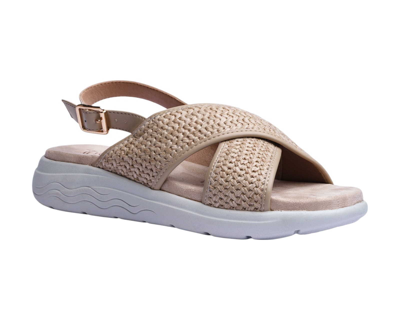 Foto 2 pulgar | Sandalia Cuña Para Mujer Lob Footwear Rafia Beige 91805036