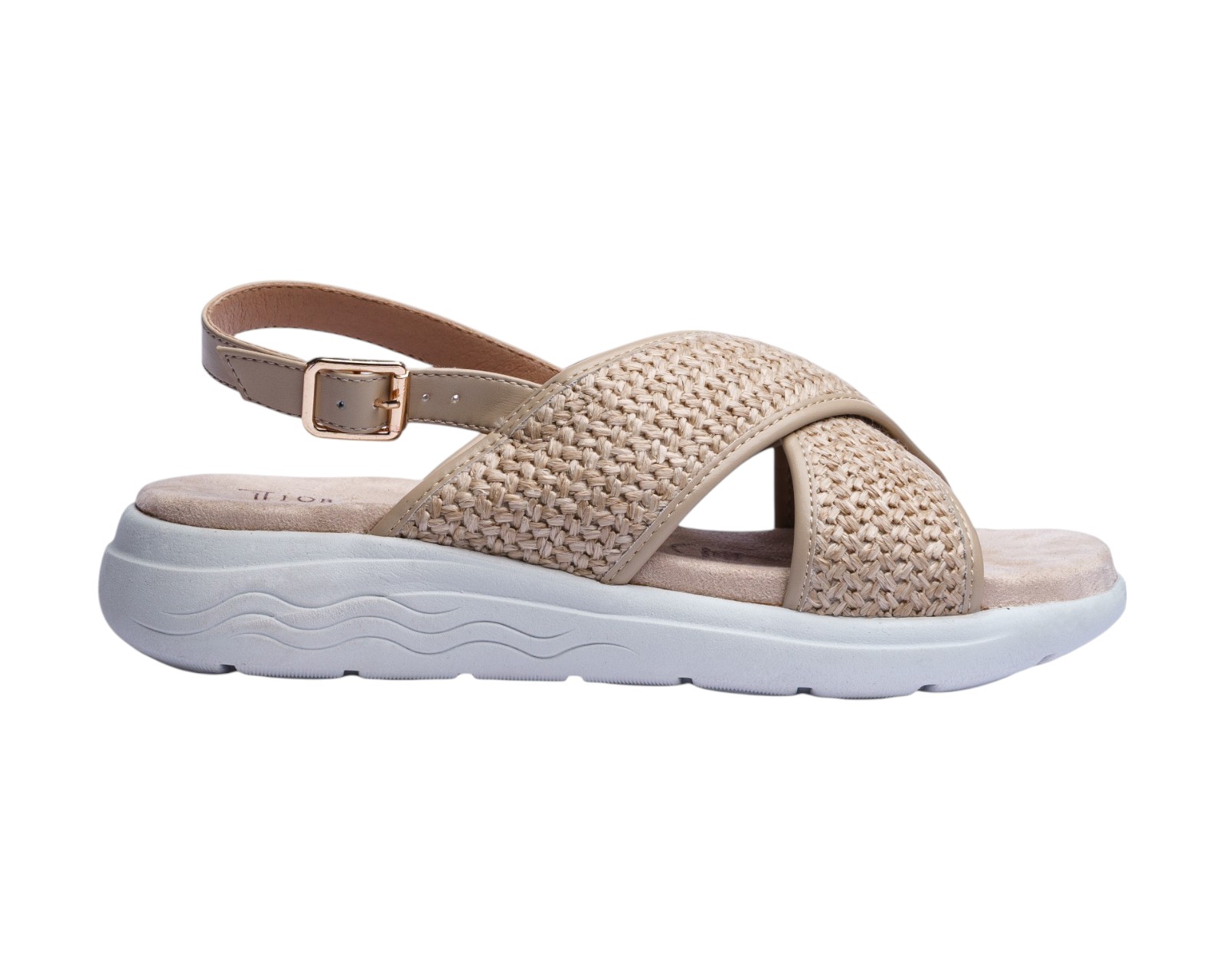 Foto 3 pulgar | Sandalia Cuña Para Mujer Lob Footwear Rafia Beige 91805036