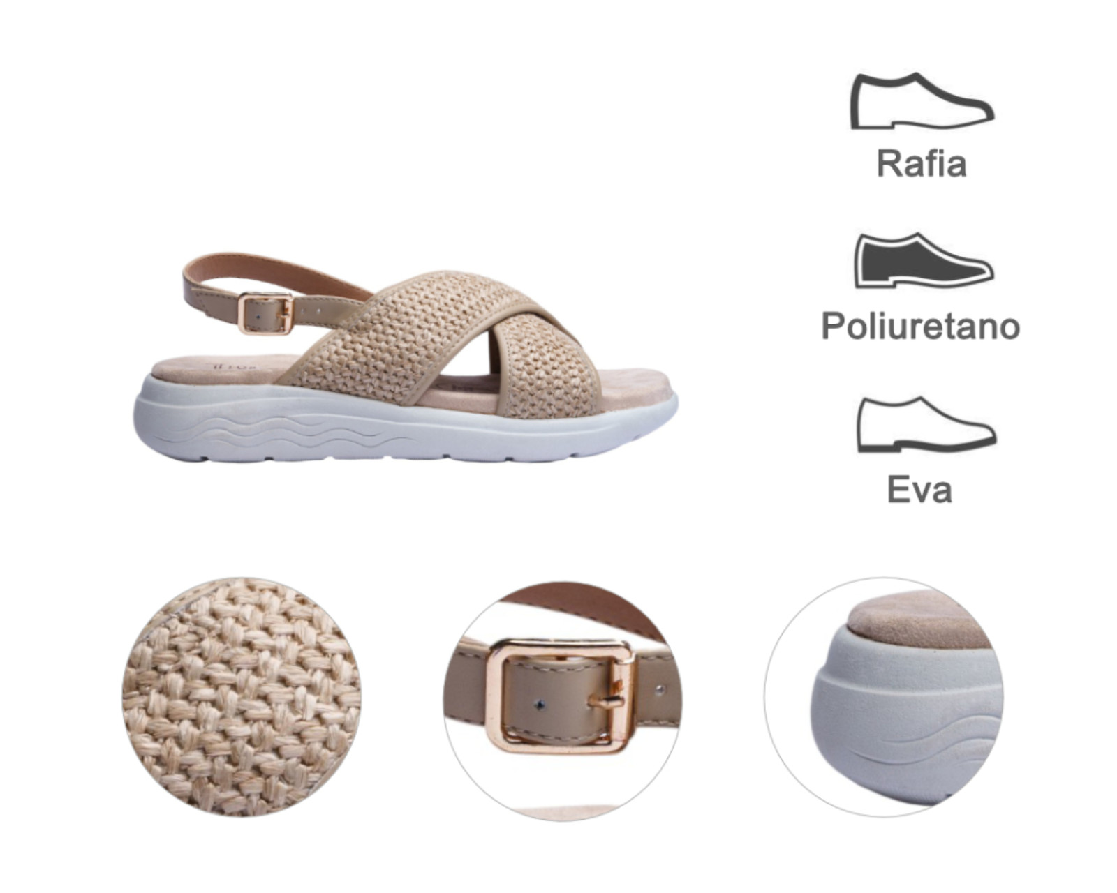 Foto 8 pulgar | Sandalia Cuña Para Mujer Lob Footwear Rafia Beige 91805036