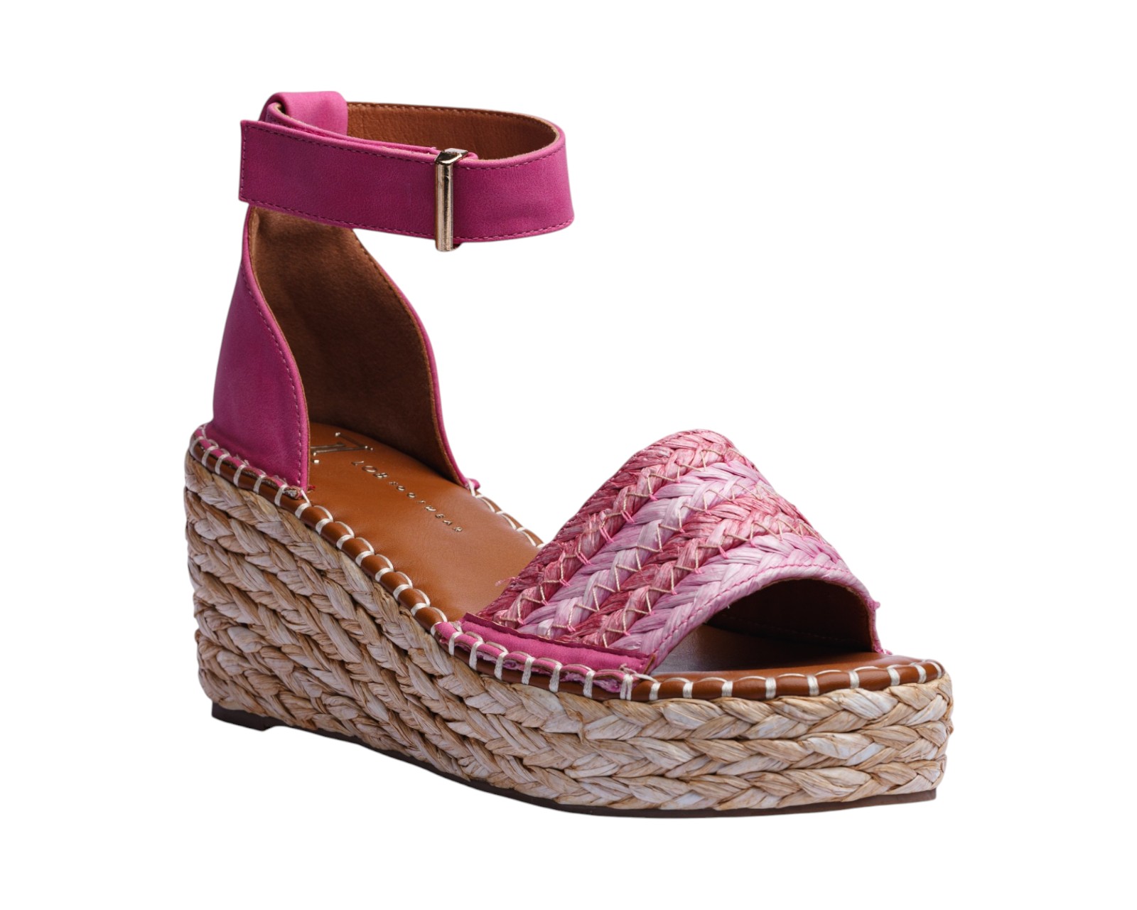 Foto 2 pulgar | Sandalia Cuña Para Mujer Lob Footwear Rafia Rosa 51705462