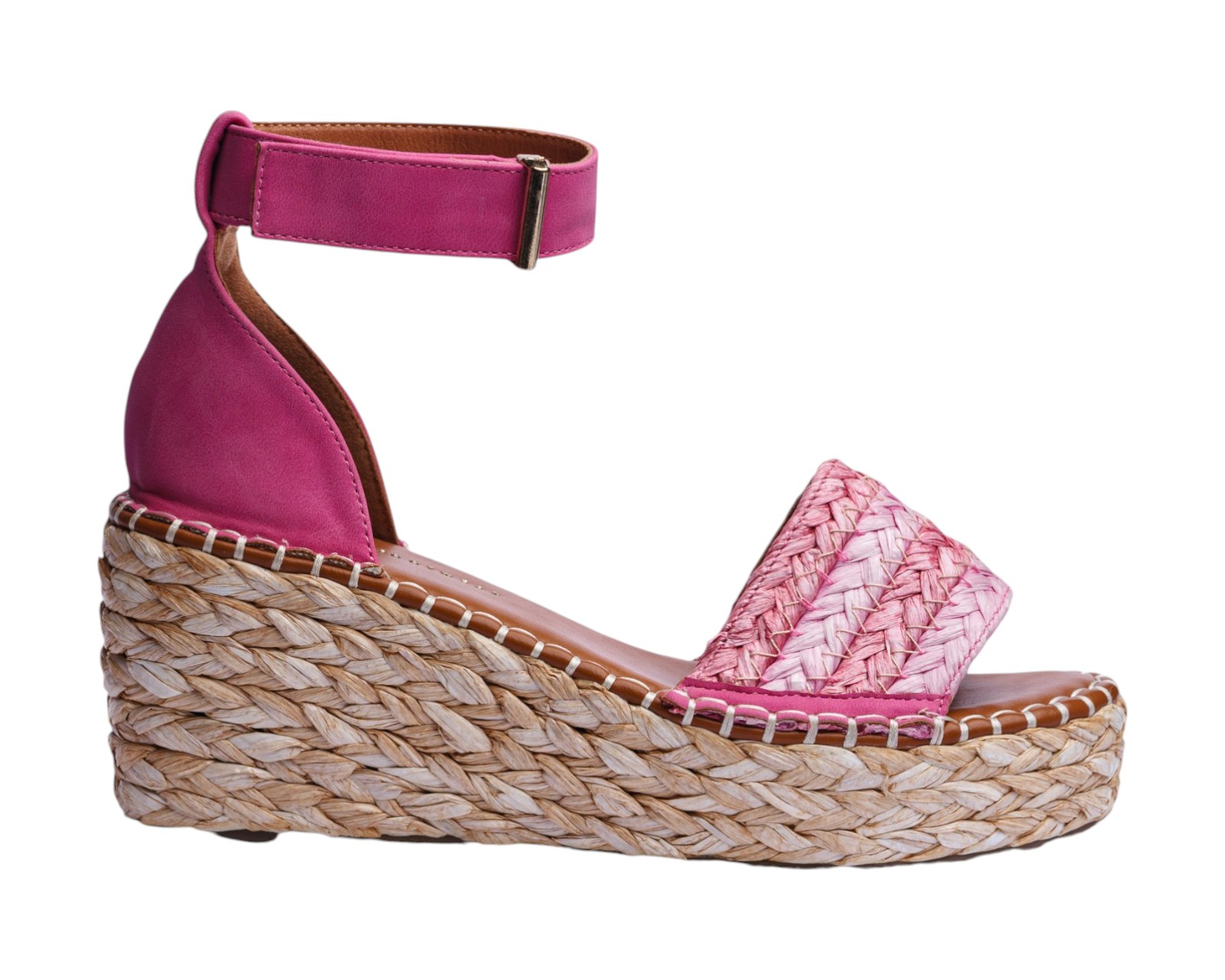 Foto 3 pulgar | Sandalia Cuña Para Mujer Lob Footwear Rafia Rosa 51705462