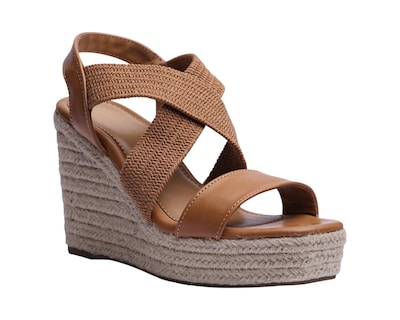 Foto 1 | Sandalia Cuña Para Mujer Lob Footwear Textil Café 93005014