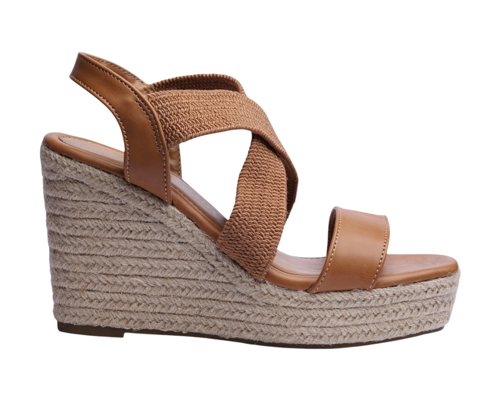 Foto 3 pulgar | Sandalia Cuña Para Mujer Lob Footwear Textil Café 93005014