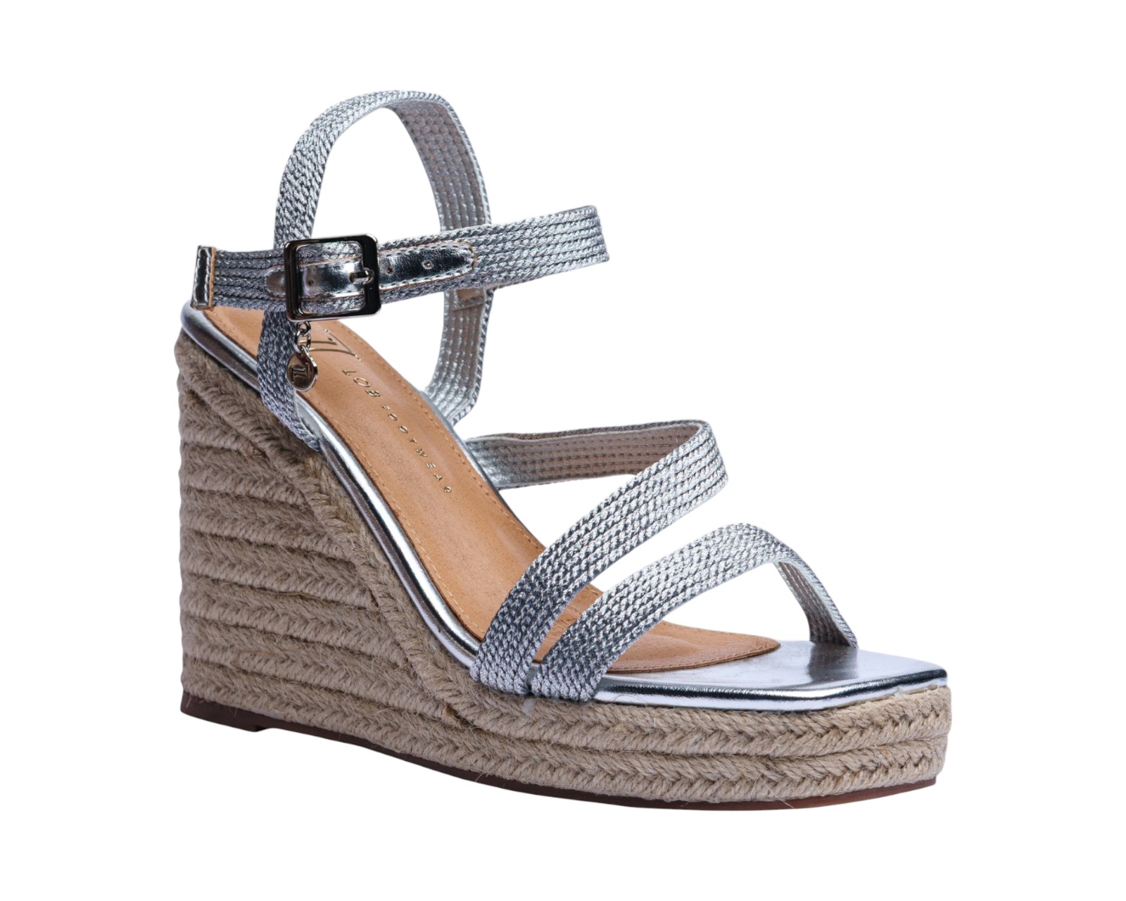 Foto 2 pulgar | Sandalia Cuña Para Mujer Lob Footwear Textile Plata 91805474