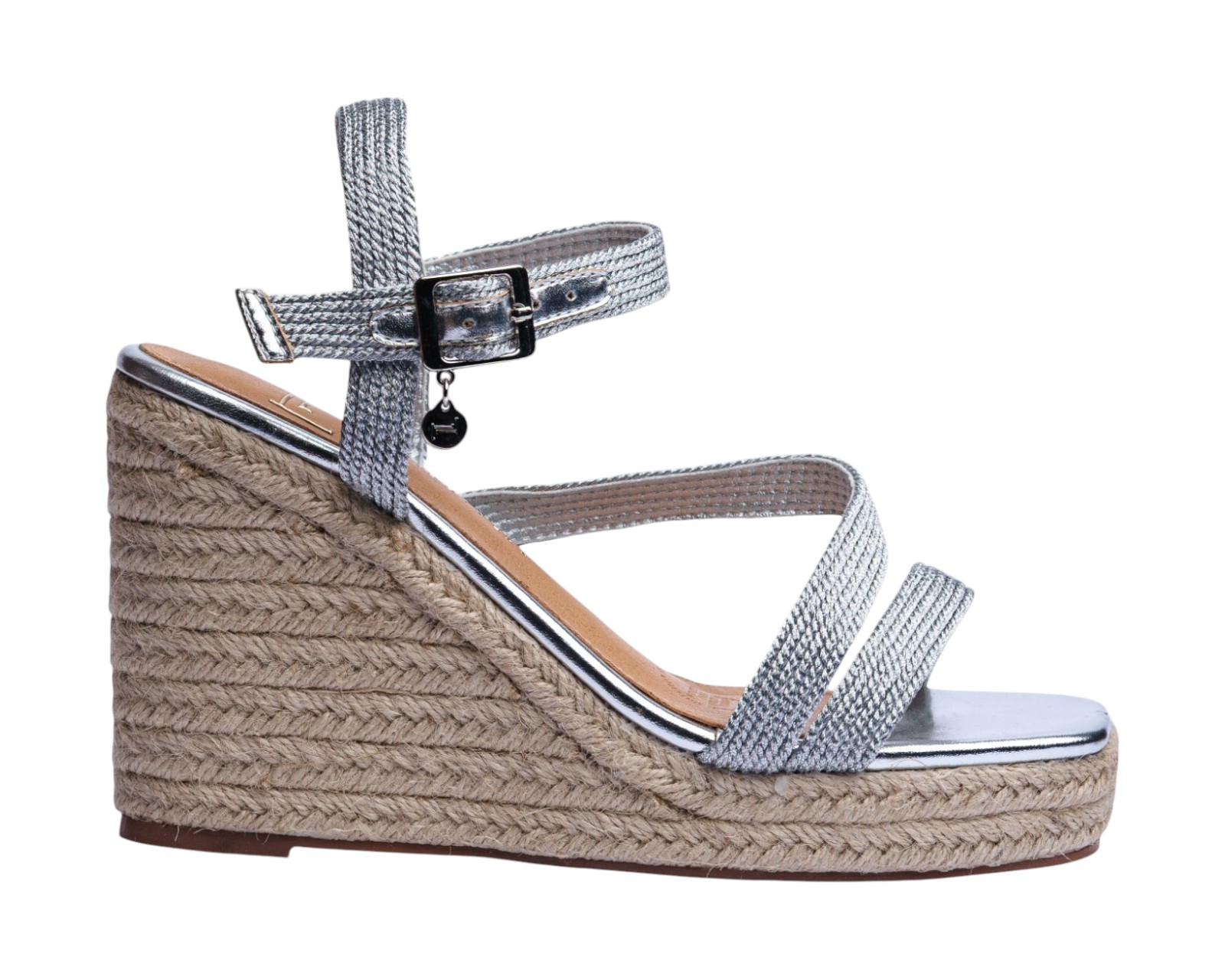 Foto 3 pulgar | Sandalia Cuña Para Mujer Lob Footwear Textile Plata 91805474