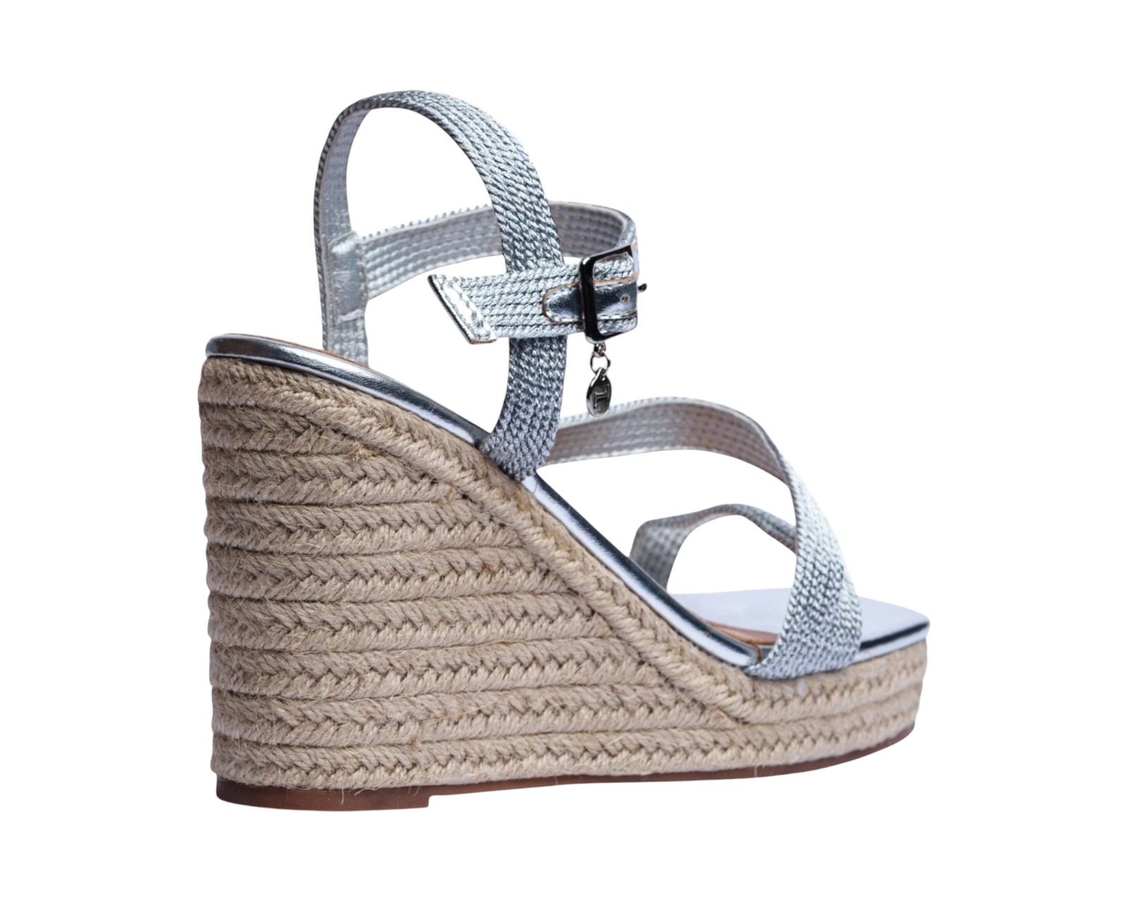 Foto 4 pulgar | Sandalia Cuña Para Mujer Lob Footwear Textile Plata 91805474