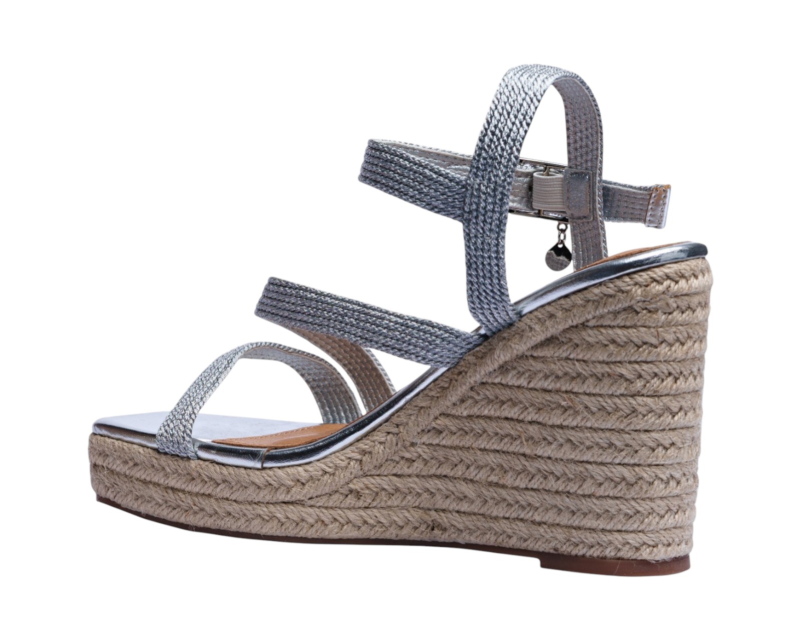 Foto 5 pulgar | Sandalia Cuña Para Mujer Lob Footwear Textile Plata 91805474