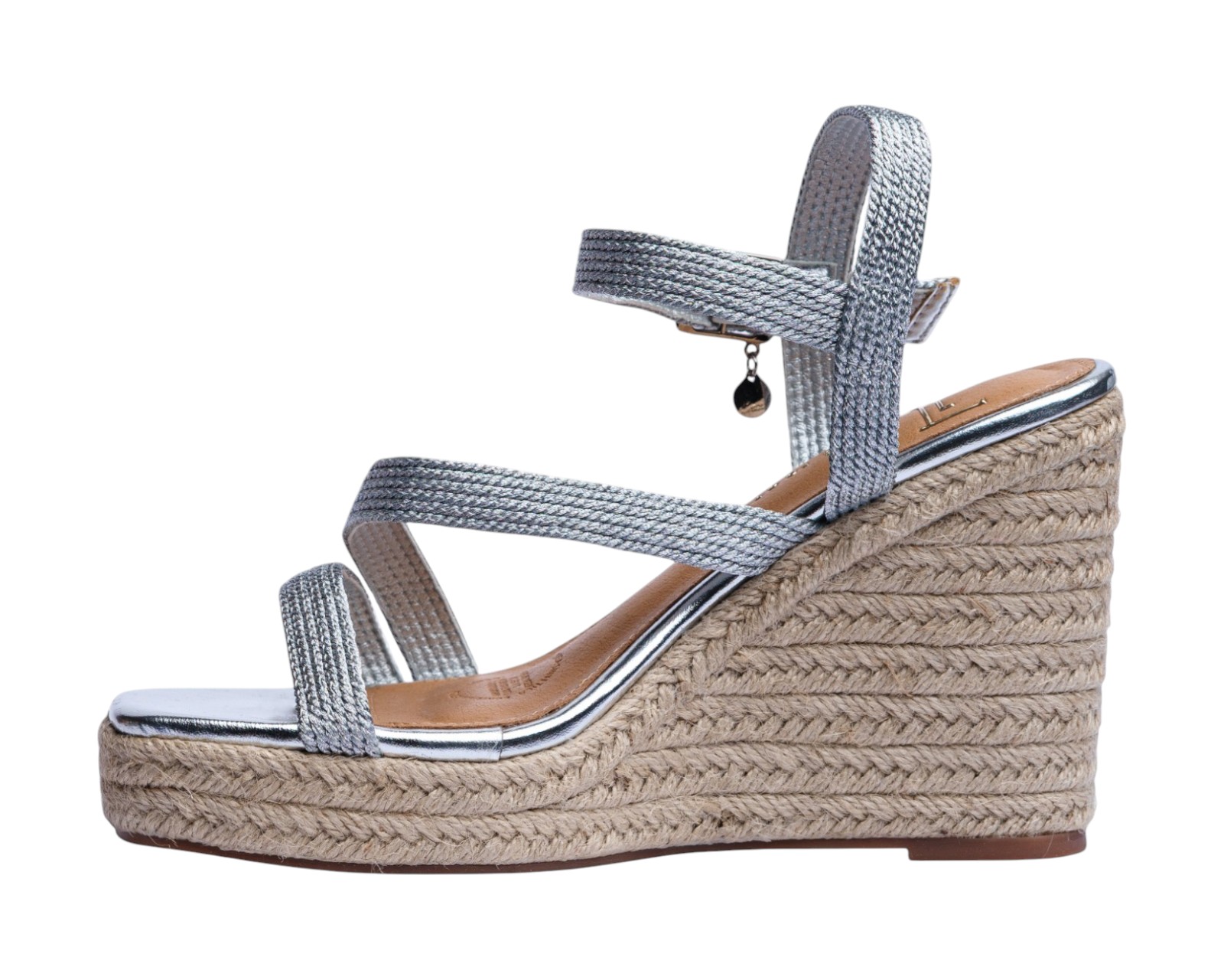 Foto 6 pulgar | Sandalia Cuña Para Mujer Lob Footwear Textile Plata 91805474