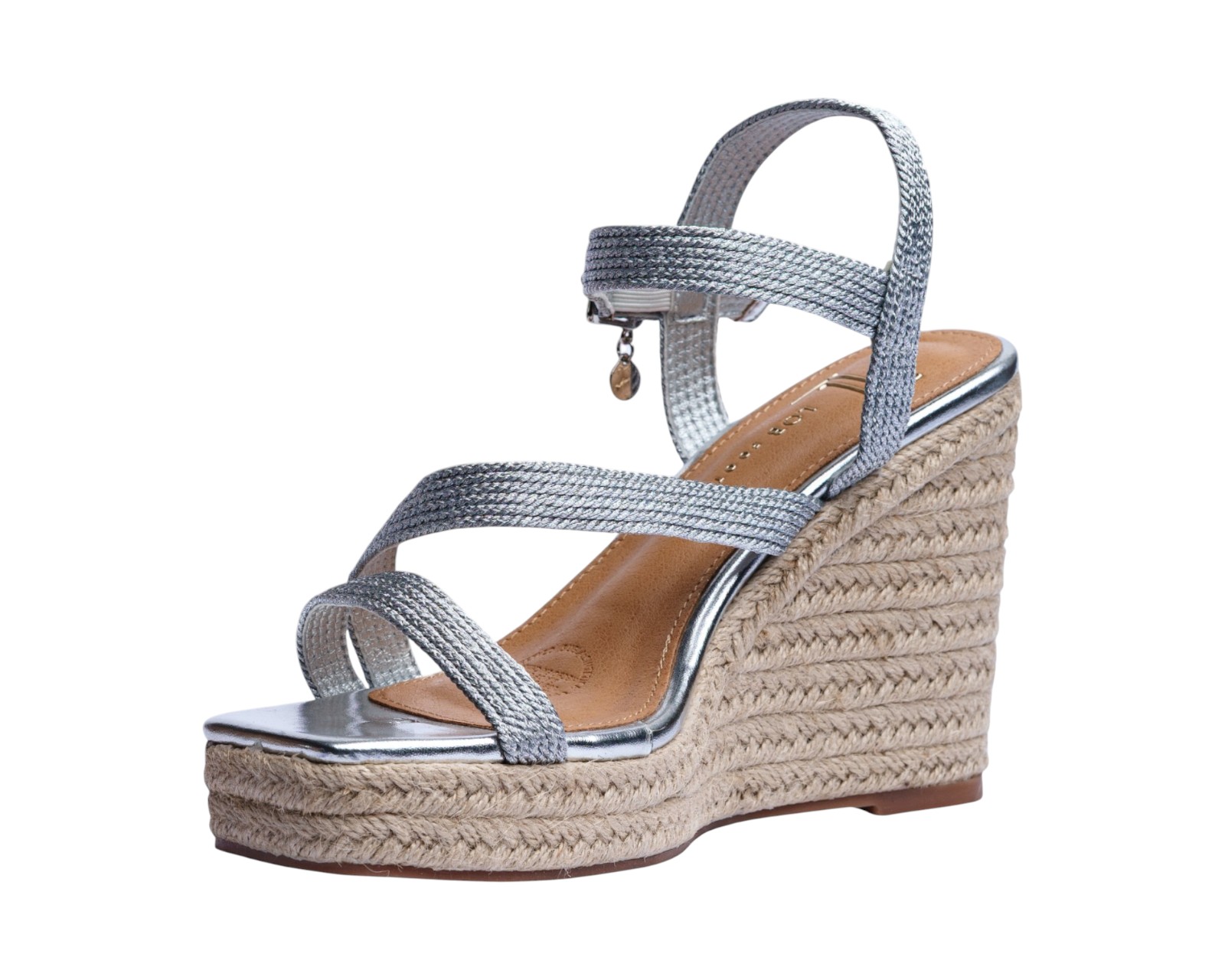 Foto 7 pulgar | Sandalia Cuña Para Mujer Lob Footwear Textile Plata 91805474