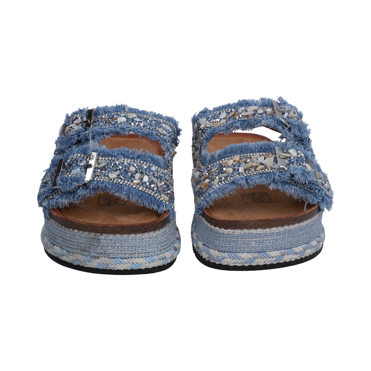 Foto 2 pulgar | Sandalia Dama Berlin Azul Jeans Plataforma Yute