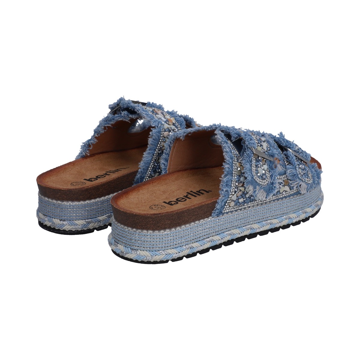 Foto 3 pulgar | Sandalia Dama Berlin Azul Jeans Plataforma Yute