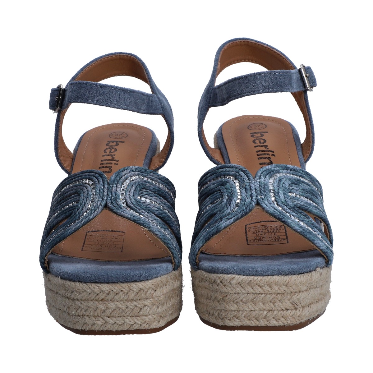 Foto 2 | Sandalias de Plataforma  Berlín Azules con Cristales