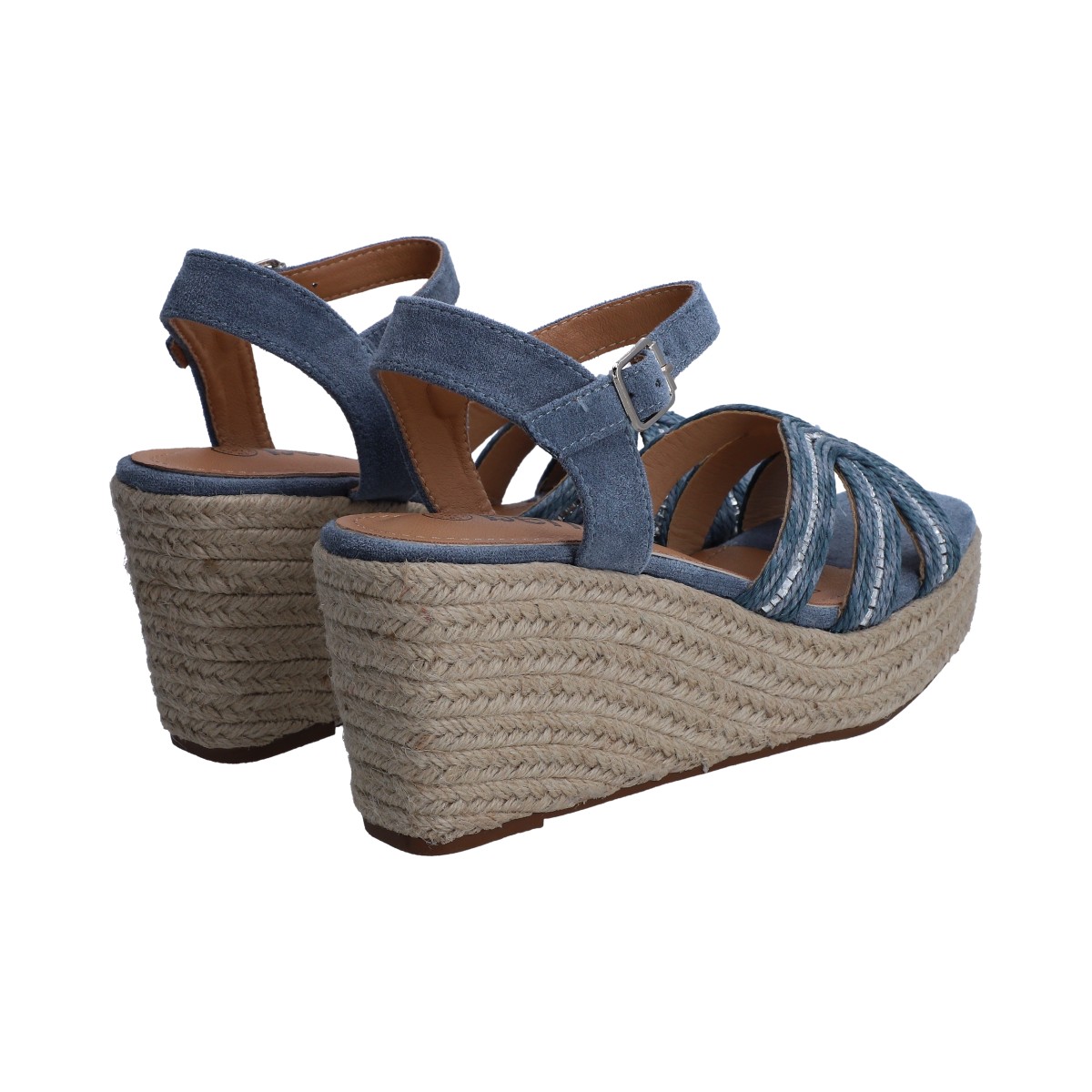 Foto 4 pulgar | Sandalias de Plataforma  Berlín Azules con Cristales