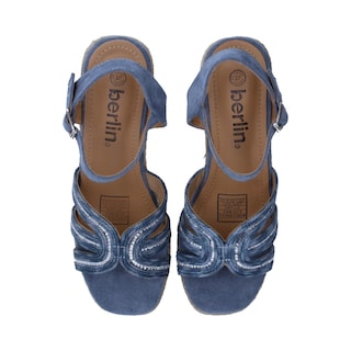 Foto 4 | Sandalias de Plataforma Berlín Azules con Cristales