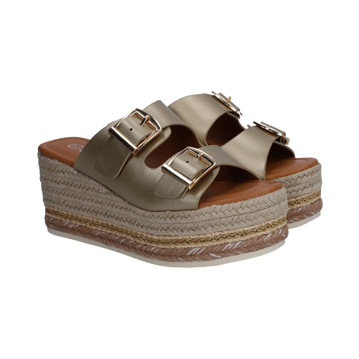 Foto 2 pulgar | Sandalias de Plataforma Berlin Doradas para Mujer