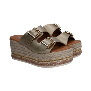 Foto 1 | Sandalias de Plataforma Berlin Doradas para Mujer