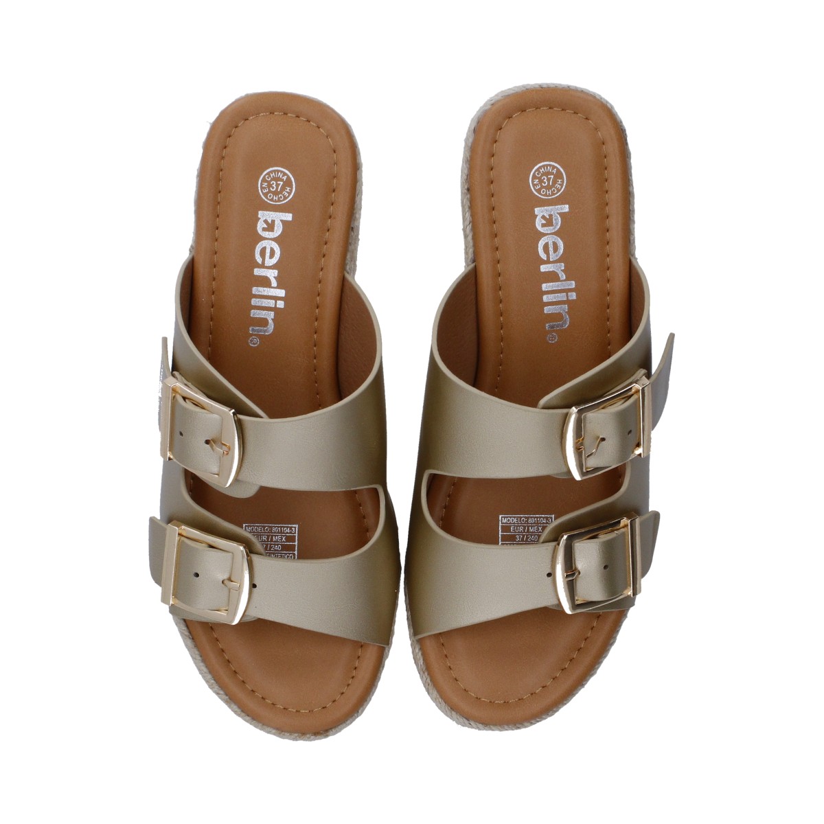 Foto 5 pulgar | Sandalias de Plataforma Berlin Doradas para Mujer