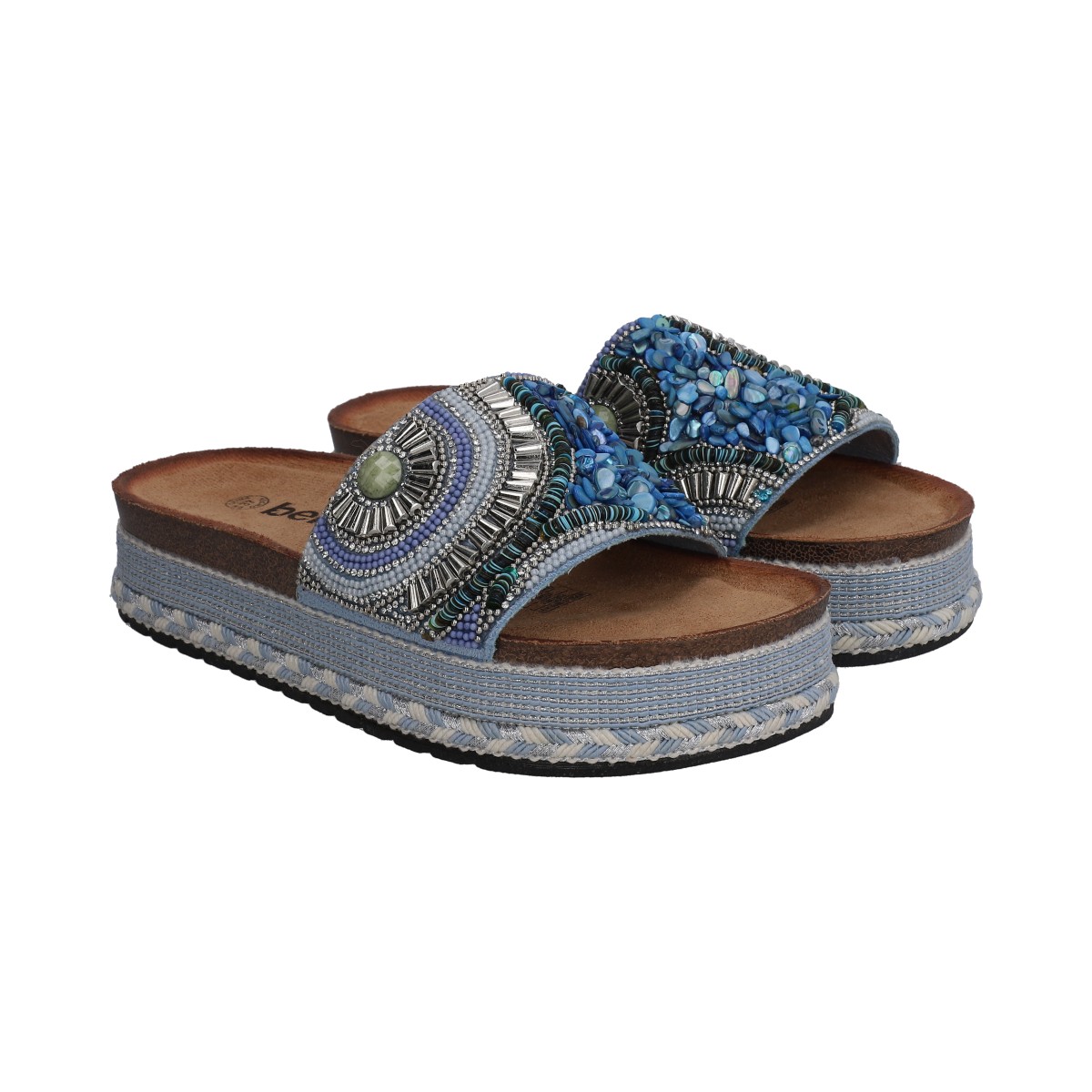 Foto 2 pulgar | Sandalia Casual  Berlin Azul Plataforma Baja para Mujer