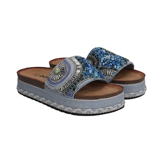 Foto 1 | Sandalia Casual Berlin Azul Plataforma Baja para Mujer