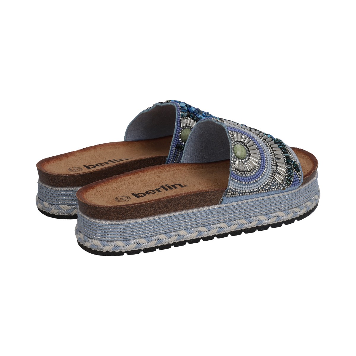 Foto 4 pulgar | Sandalia Casual  Berlin Azul Plataforma Baja para Mujer