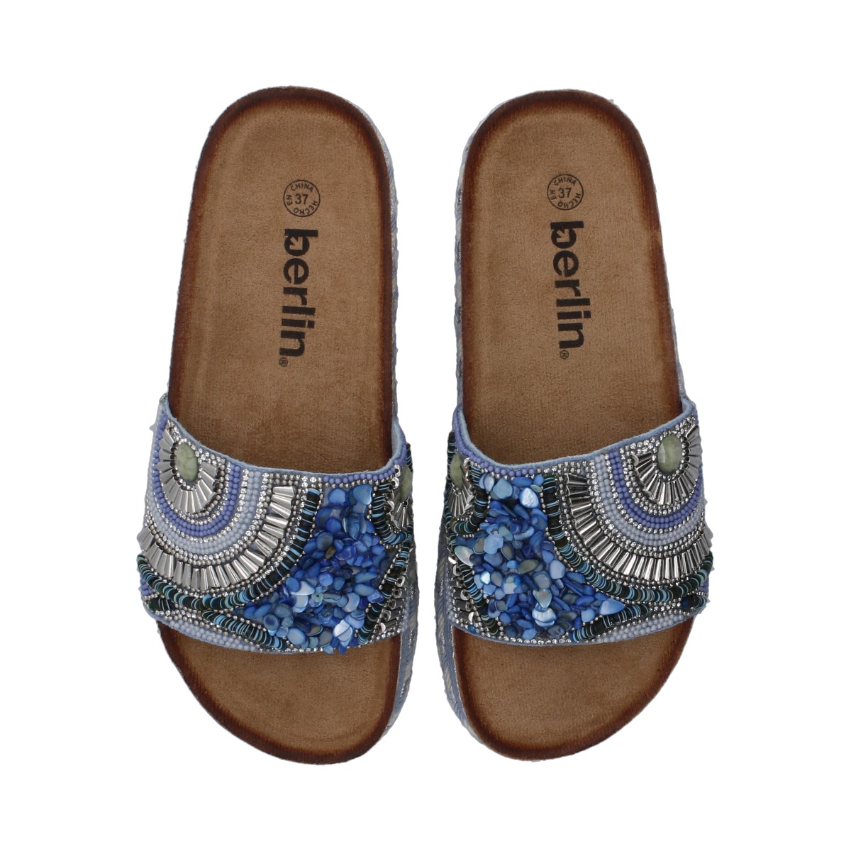 Foto 5 pulgar | Sandalia Casual  Berlin Azul Plataforma Baja para Mujer