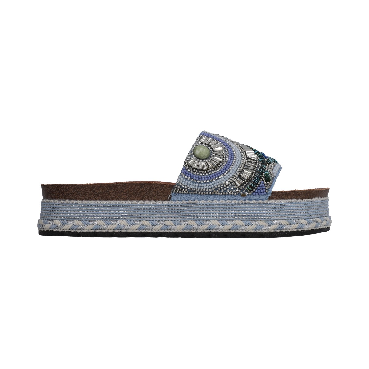 Foto 6 pulgar | Sandalia Casual  Berlin Azul Plataforma Baja para Mujer