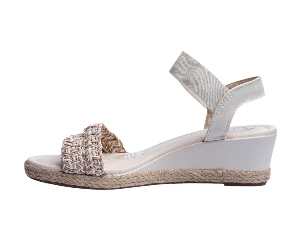 Foto 6 pulgar | Sandalia Cuña Para Mujer Lob Footwear T Pronta/elast/turim Blanco 86805074