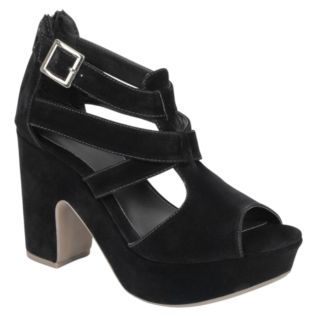 Foto 2 pulgar | Sandalia Con Tacón Exterior Terciopelo Color Negro Para Mujer De Rbcollection