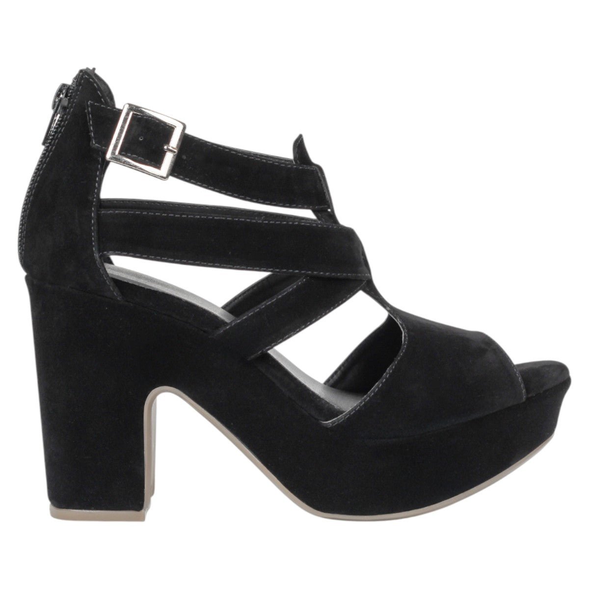 Foto 3 pulgar | Sandalia Con Tacón Exterior Terciopelo Color Negro Para Mujer De Rbcollection