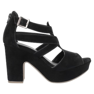 Foto 2 | Sandalia Con Tacón Exterior Terciopelo Color Negro Para Mujer De Rbcollection